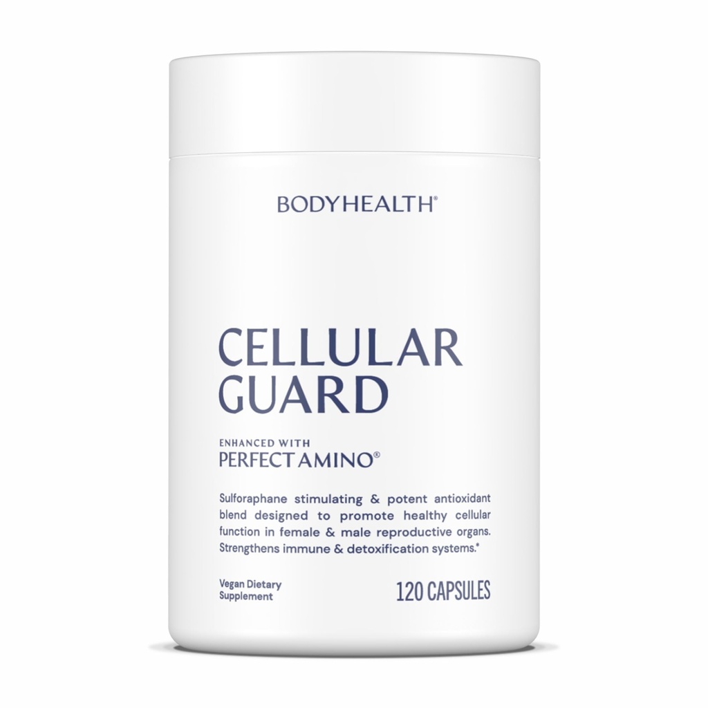 BodyHealth Cellular Guard - 100mg Vitamin C, 80mg Calcium | Sulforaphane Activation & Antioxidant Support | Promotes Cellular Health, Immune Resilience & Detox Pathways - 120 Capsules