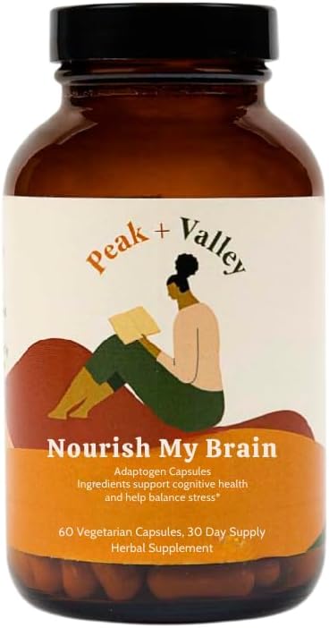 Peak + Valley Nootropic Brain Support는 Lion 's Mane Mushroom & Ashwagandha와 메모리 및 초점을위한 보충 - 60 Ct Adaptogen 캡슐 - 성인 / 청소년 -인지, 두뇌 Fog, 에너지 공식