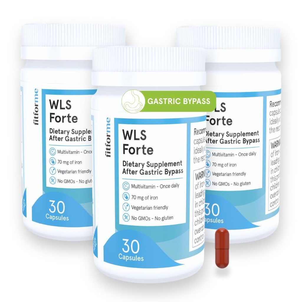FitForMe Bariatric Multivitamins with Iron After Gastric Bypass - One a Day WLS Forte Capsule - 90 Days Supply of Vitamins & Minerals, Scientifically Proven
