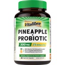 Vitalibre Pineapple + Probiotic, 300 mg, 25 Billion CFUs, 13 Strains, Natural Vitamin C, Powerful Antioxidants, for Immunity, Vaginal, Gut Health, 30 Vegan Capsules, Non GMO
