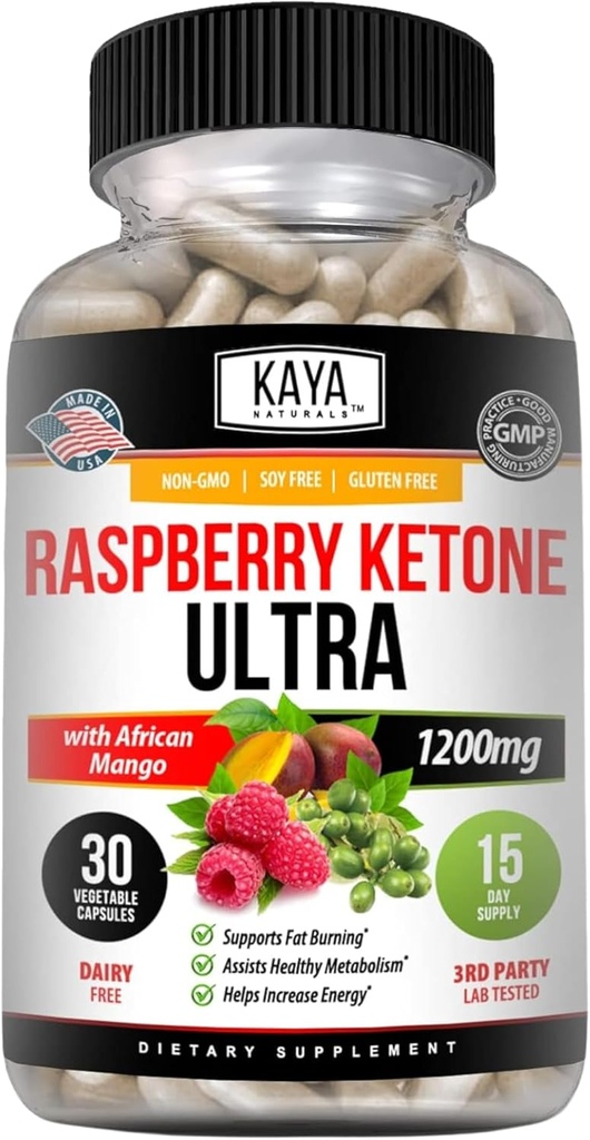 Kaya Naturals Keto Diet Hindbær Ketone - vægttab supplement, Appetite Control, Boost Metabolisme - 30 greve...