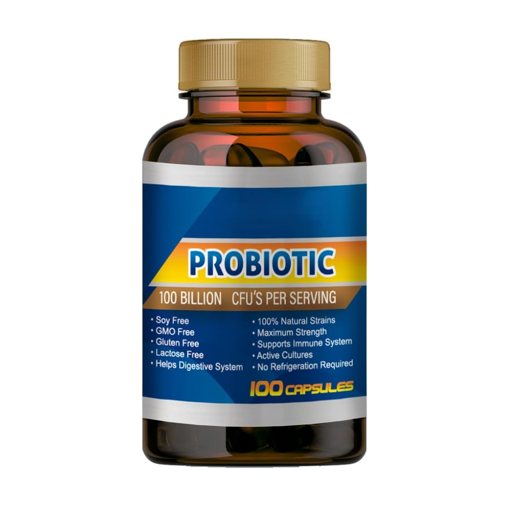 Probiotic Supplement, 100 Billion CFUs, 100 Capsules, Soy Free, GMO Free, Gluten Free, Lactose Free