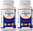 Vitamatic Flaxseed Oil 1200 mg, Omega 3-6-9, 120 Softgels - 2 Pack | Cold Pressed, Support Vascular, Healthy Skin & Hair, and Joint Support, Non-GMO, Gluten Free