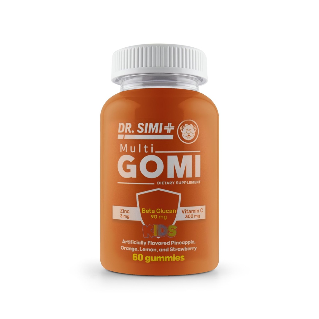Dr. Simi Multigomi Kids Zinc + Beta-Glucan + Vitamin C Gummies Immune Support for Kids 4+ | Pineapple, Orange, Lemon & Strawberry Flavors | Vegan, Non-GMO