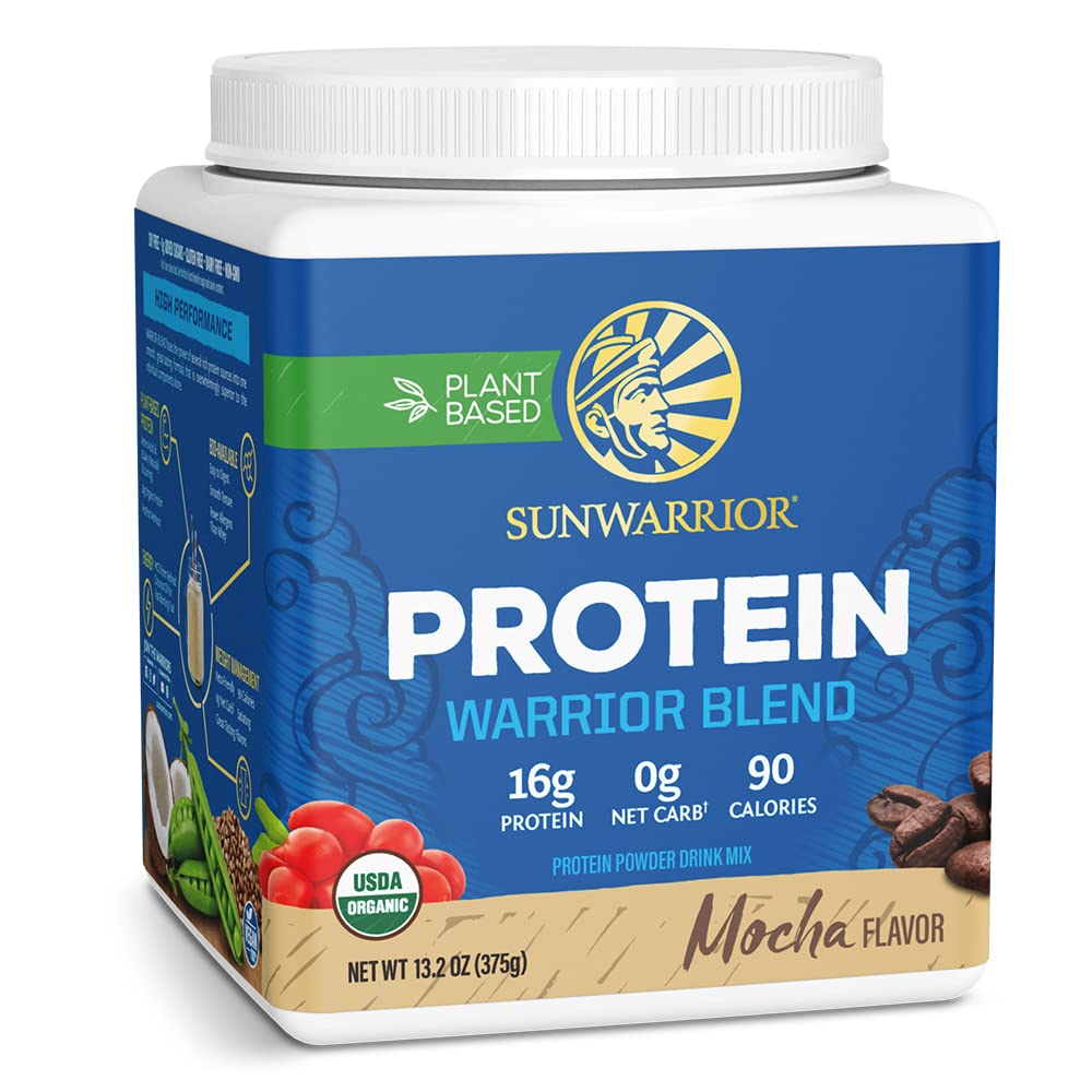 Sunwarrior Organic Plant Based Protein Powder | Vegan Organic Protein Powder Mocha Flavored with BCAA Amino Acids & Hemp Seed Pea Blend | Non-GMO Soy Dairy Filler & Gluten Free (Mocha, 15 Servings)