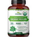 Zazzee USDA Organic Mullein Leaf 10:1 Extract, 120 Vegan Capsules, 4 Month Supply, Verbascum Thapsus, Respiratory & Lung Support, Organic Herbal Supplement, All-Natural, Non-GMO, Made in the USA