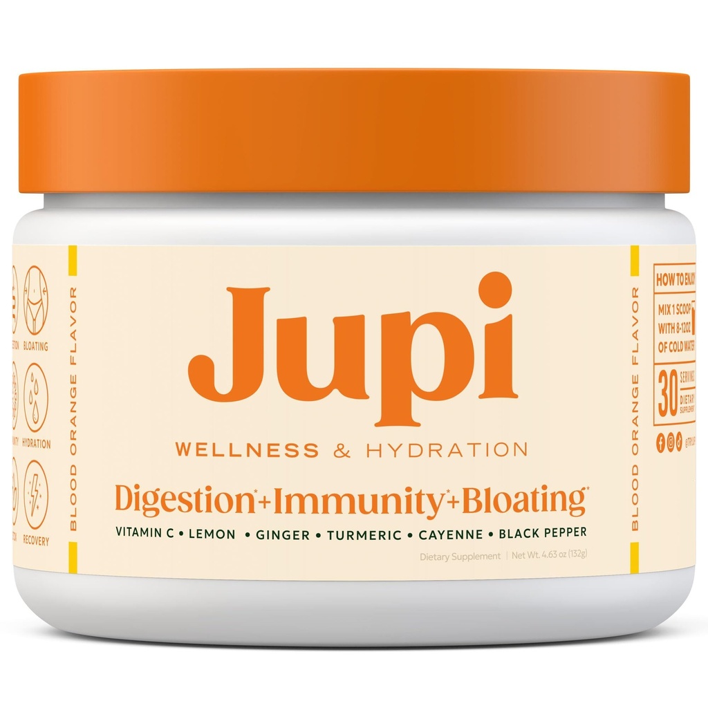 Jupi Hydration & Wellness Powder – Turmeric & Ginger shots, Vitamin C Supplement for Energy, Immune Support & Digestive Health – Vegan, Gluten-Free Drink Mix for Men & Women, Citrus Flavor 30 servings