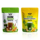 Daily Green & Ginger Turmeric Shots – 100 Servings – Superfood Blend with Wheatgrass, Matcha, Beetroot, Ashwagandha, Celery, Inulin, Lemon, Pineapple, Vitamin C, D3 & Zinc | Vegan Wellness Drink Powde