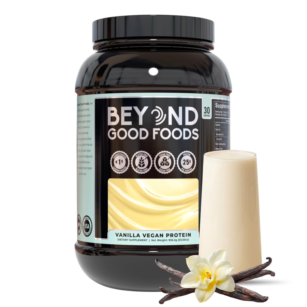 Vegan Protein Powder, Pea & Brown Rice Protein, Low Carb, Vegan Friendly, Gluten, Lactose, & Soy Free, Sugar Free, Clean Nutrition, No Bloating, Vanilla - Naturally Flavored