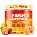 10G Fiber Gummies for Adults with 30 Billion CFU Probiotics,Vitamins C, D, B12,Electrolytes - Supports Digestive Health & Relieves Constipation and Bloating,Sugar Free - 120 Count
