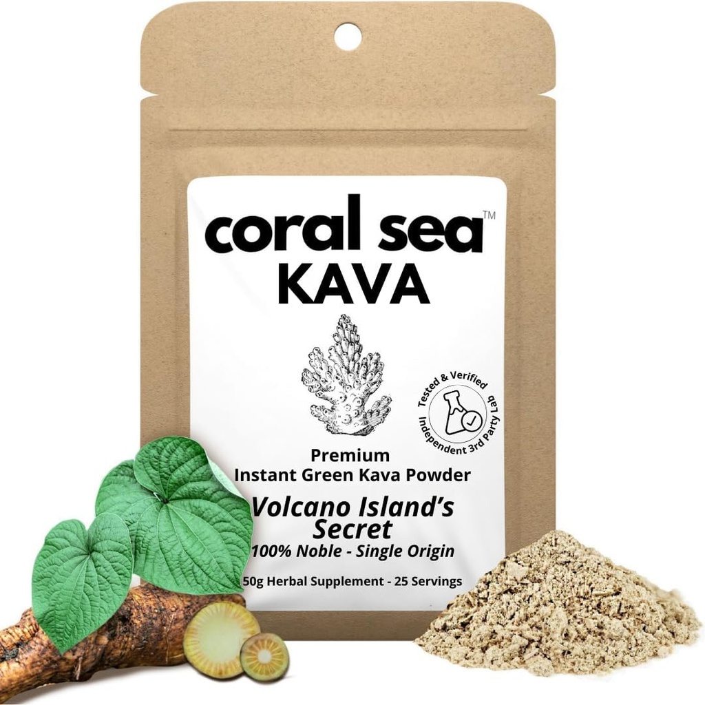 Akar Kava Kava Minum Tea Powder Vanuatu Noble Kava - Nootropic Minum Mix Quick Pocket Sized Caffeine Free Authentic Flavor - Volcano Island Secret 25 Servings