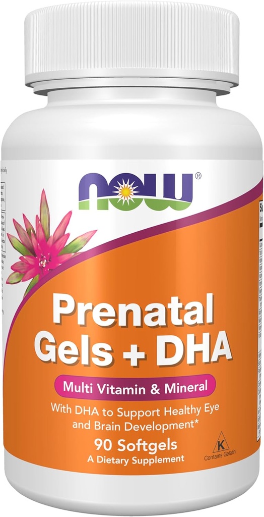 NOW Supplementen, Prenatale Gels + DHA met 250 mg DHA per portie, plus Borage Oil (GLA), 90 Softgels