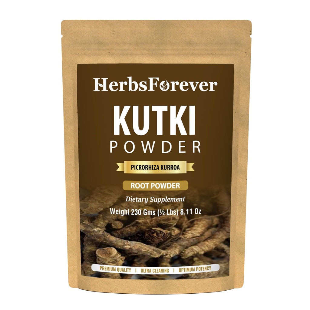 Herbsforever Kutki Root Powder(PicrorhizaKurroa)-Supports Liver Skin Health & Blood Purifier,Cooling Herb| Wild Harvested- 2X Potency | Ultra Clean | Authentic | High-Altitude Sourced | 230Gms-1/2LBS