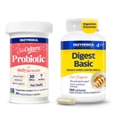 Enzymedica Digest Basic & SubCulture Probiotic for Daily Gut Health - Digestive Enzyme Supplement for Women & Men, Helps Gas & Bloating, Probiotic Capsules 30 Billion CFU - Pack of 2