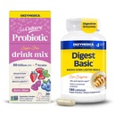 Enzymedica Digest Basic & SubCulture Probiotic Drink Mix Powder - Digestive Enzyme Supplement for Women & Men, Helps Gas & Bloating, Probiotics for Gut Health 50 Billion CFU, Berry Blast - Pack of 2