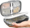 Travel pil Organizer - luchtdichte geneeskunde geval voor reizen Portable Pharmacy Box met labels Vitamine Container 8 Compartiment Supplement Medication Holder Grote capaciteit dagelijks (zwart-2)