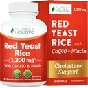 Red Yeast Rice with CoQ10 Supplement | Healthy Cholesterol Levels & Heart Health Support | Extra Strength Red Yeast Rice 1200 MG (600 MG Per Capsule) with Monakolin K | No Citrinin, Non-GMO | 60 Ct