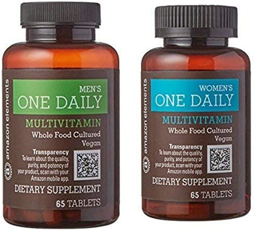 Elemente Men's and Women's One Daily Multivitamines, Vegan, 65 Tablets, 2 luni de aprovizionare
