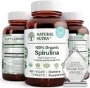 Természetes Nutra 100% USDA Organic Spirulina tabletta, Segít fenntartani a test zsírok, Promotes máj-egészség, Promotes immunrendszer, Segít javítani a metabolizmust, Promotes Immunity, 300mg, 100 Vegán tabletta
