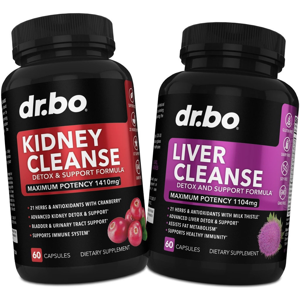 Kidney Liver Cleanse Detox Support Supplement - Help Repair Kidneys, Gallbladder, Bladder Control & Urinary Tract Health - Herbal Cranberry Capsules & Natural Milk Thistle Dandelion Supplements