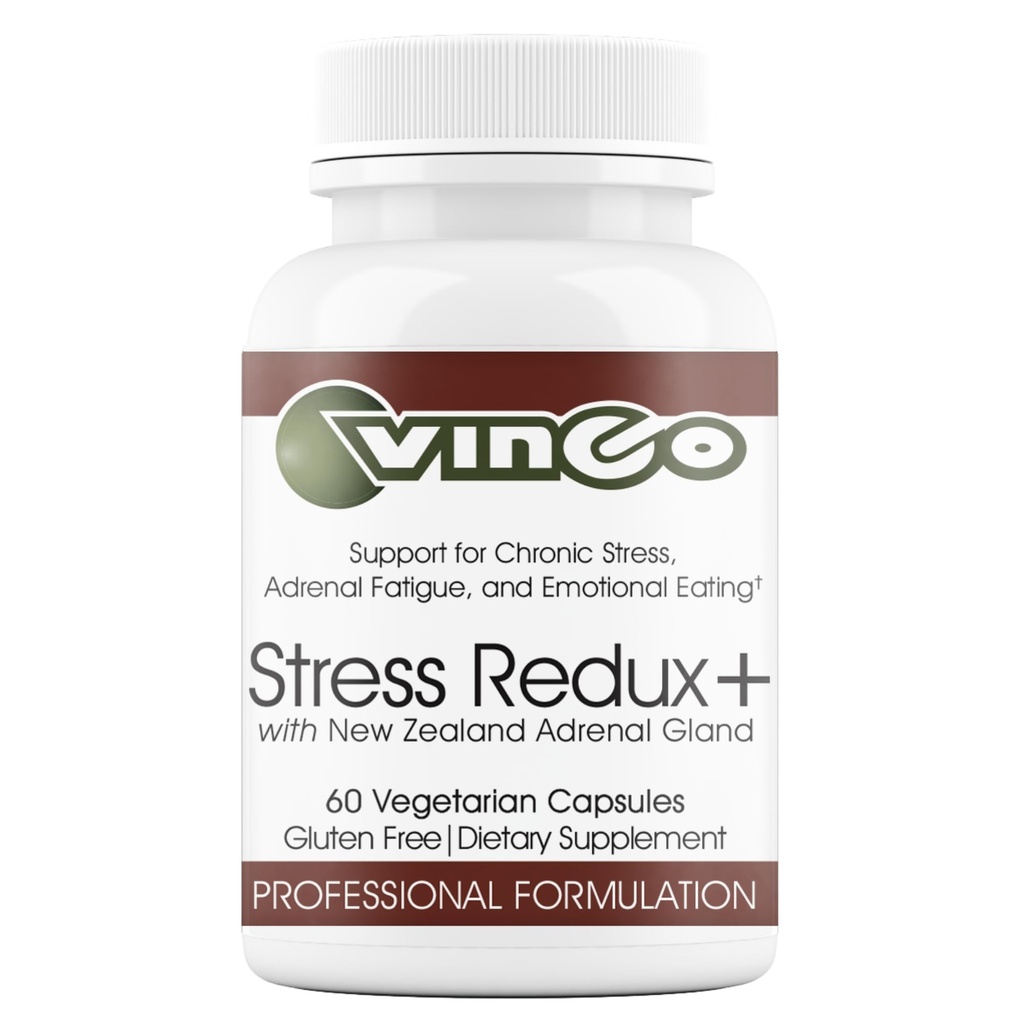 Vinco Inc - Stress Redux+ Advanced Adrenal & Cortisol Daily Supplement | (60 Capsules) | Reduce Stress & Fatigue | Supports Mood Balance, Focus & Emotional Well-Being | Gluten Free