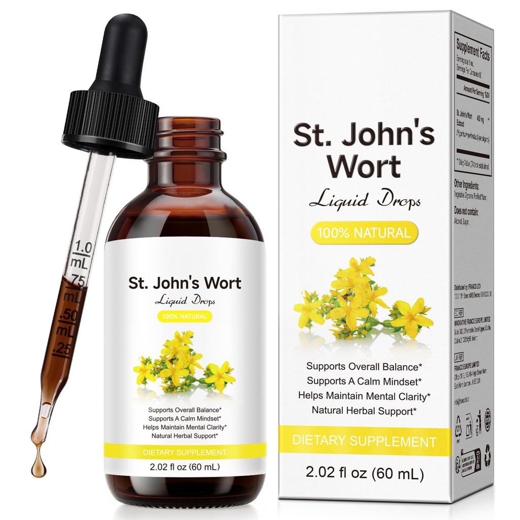 St Johns Wort Tincture | Mood Support | Alcohol Free Liquid Extract Drops | Hypericum Perforatum | Vegan, Non-GMO, Gluten Free | 2 fl oz
