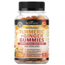 Turmeric Curcumin with Ginger Gummies - Natural Extra Strength Joint Support Supplement, Delicious Peach Flavor Ultra High Absorption Turmeric Supplement Non-GMO, Gluten Free 120 Count