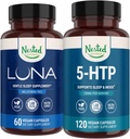 Nested Naturals Luna Melatonin-Free Sleep Supplement (60 Vegan Capsules) & 5-HTP 100mg (120 Vegan Capsules) for Improved Sleep, Relaxation & Mood