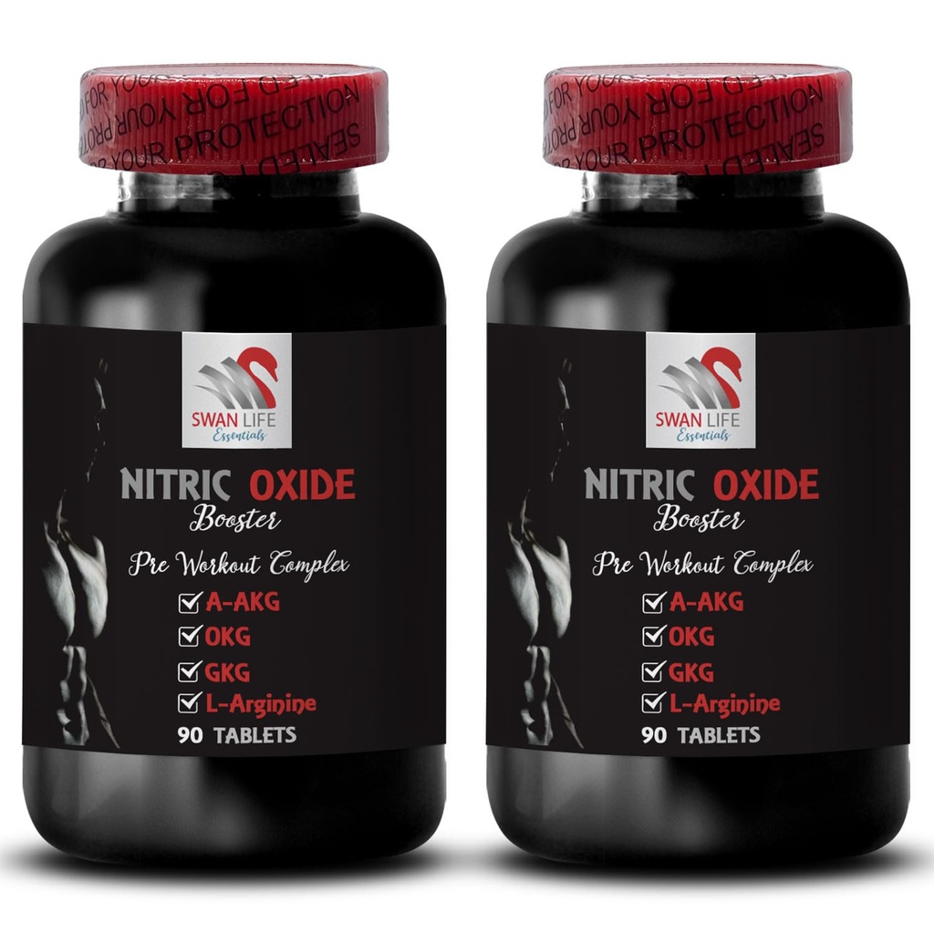 Nitric oxide flow - NITRIC OXIDE BOOSTER - AAKG L-arginine-alpha-ketoglutarate, Exercise endurance, Fitness support, Energy boost, Strength training, Exercise support 2 Bottle 180 Tablets