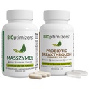 BIOptimizers MassZymes Digestive Enzymes - Probiotic Breakthrough Bundle – Gut Health & Bloating Relief – Prebiotic & Enzyme Support for Digestion, Energy, Health & Recovery – 180 Vegan Capsules