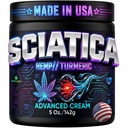 Sciatica Nerve Cream Infused with Soothing Hemp Oil, Turmeric & Lavender-Sciatic Nerve Comfort for Lower Back & Legs-Fast Absorbing Hydration, Extra Strength Non-Greasy Formula - Made in USA 5Oz.