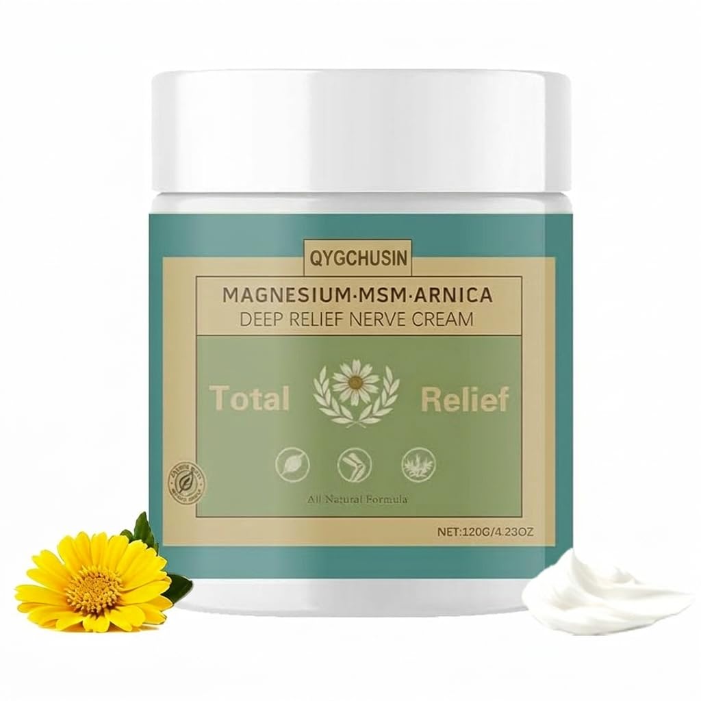 Total Relief Magnesium Soothing Cream with Arnica & MSM | Natural Joint Soothing Moisturizer | Fast-Absorbing,Daily Nourishment for Hands, Feet, Knees, Neck & Back, 4OZ