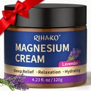 RIHAKO Easter Gifts Lavender Magnesium Lotion, Nighttime Magnesium Cream for Sleep–Restless Legs Relief, Muscle Soreness & Leg Cramp Support Calming Lotion for Women-Womens Relaxation Gifts