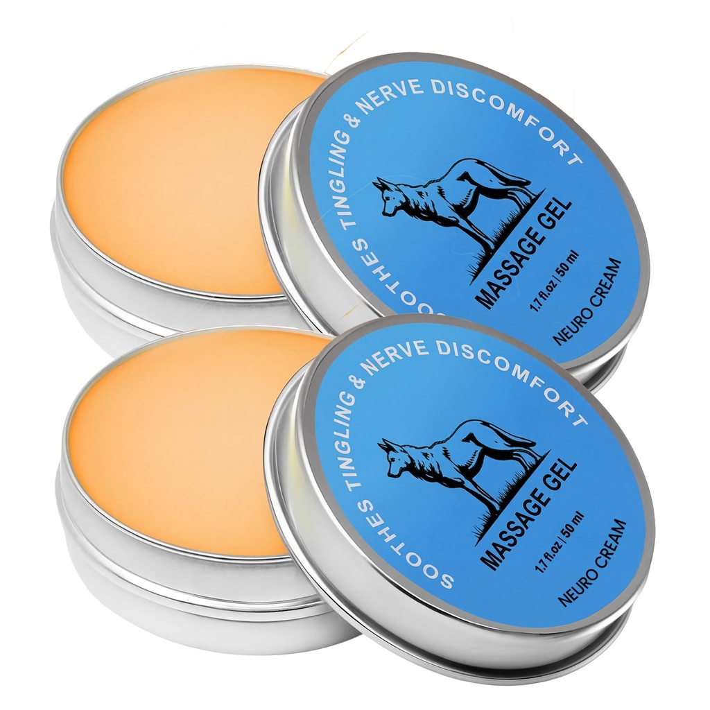 Nerve Relief Balm for Neuropathy, Neuro Magnesium Cream with Menthol & MSM, Cooling Soothing Massage Cream for Muscle & Joint Comfort with Blue Lid (1.7 Fl Oz (Pack of 2))