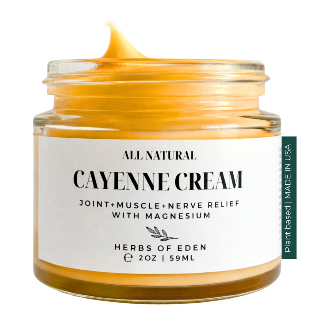 Organic Cayenne Arnica Cream with Magnesium | Sore Muscle Rub Nerve Neuropathy | Capsaicin Cream with Menthol and Ginger | Made in USA