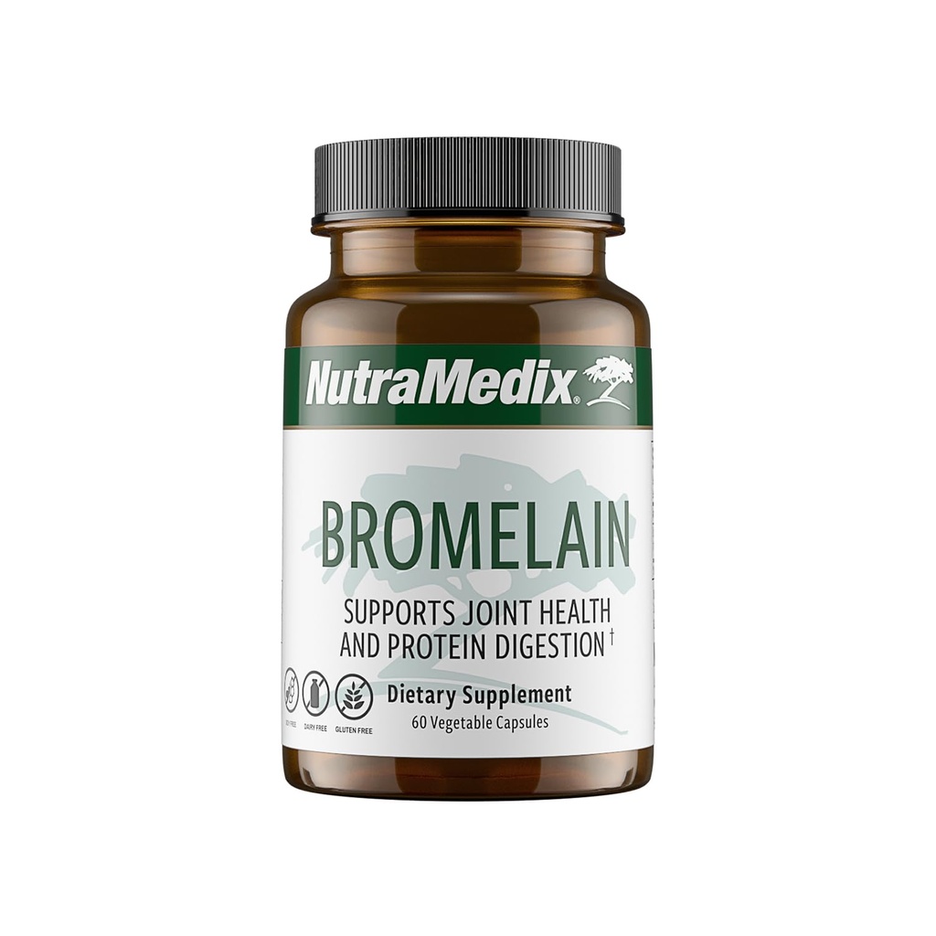 NutraMedix Bromelain Supplements - Proteolytic Enzymes from Pineapple Stems + Bromelain 1,000mg - Designed to Offer Digestion, Exercise and Joint Support - Gluten, Soy and Dairy-Free (60 Capsules)