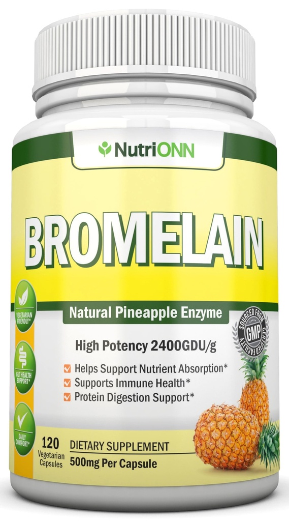 Bromelain - 500mg - 2400 GDU - 120 Vegetable Capsules - Pure Pineapple Enzyme Extract - Supports Digestion and Nutrient Absorption - Great for Immune Health