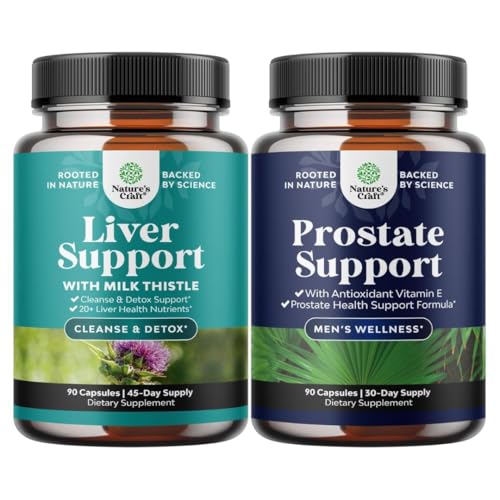 Bundle of Liver Cleanse Detox & Repair - Silymarin Milk Thistle with Dandelion Root, Choline, Beetroot & Artichoke Extract and Prostate Supplement - Beta Sitosterol & Green Tea - Urinary Tract Support