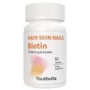 Premium Hair, Skin & Nails Supplement – Biotin 10,000mcg, Keratin, Zinc, Iron, Vitamin C & Silicon – Strengthen Hair & Nails, Boost Glow – 60 Capsules