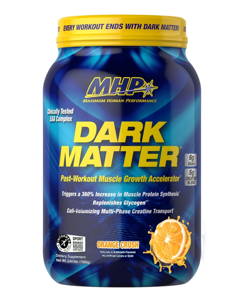 MHP Dark Matter Post Workout, Recovery Accelerator, w/Multi Phase Creatine, Waxy Maize Carbohydrate, 6g EAAs, Orange Crush, 20 Servings, 55 Oz