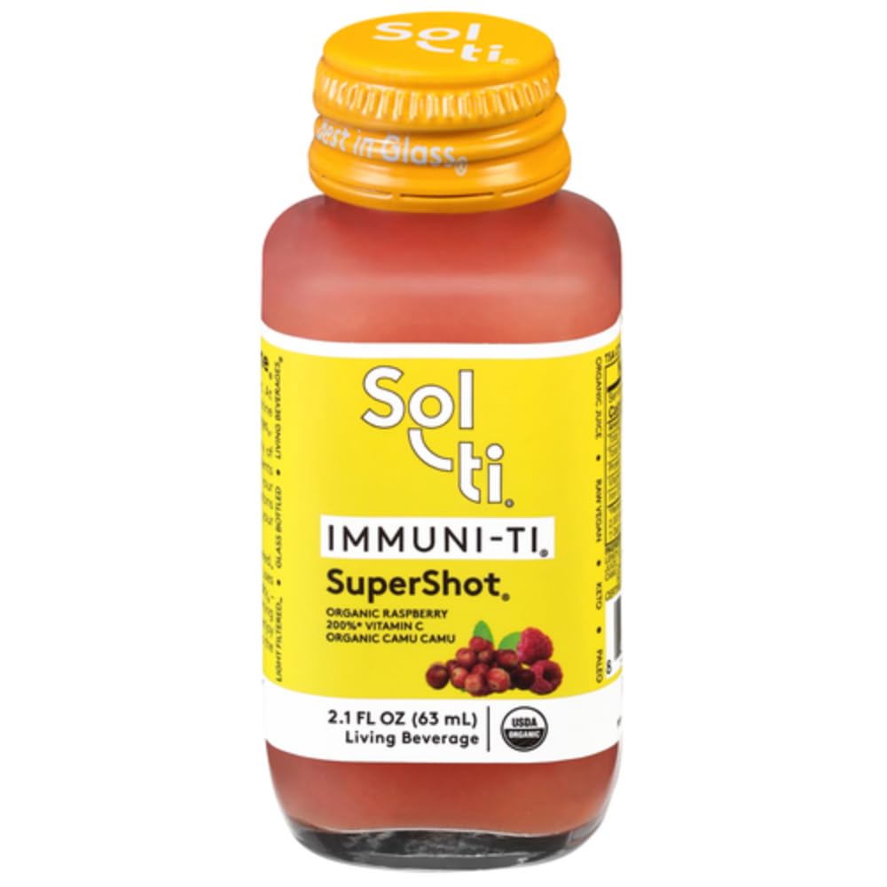 Sol-ti IMMUNI-TI SuperShot Organic Juice Blend, Vitamin C for Daily Immune Support, Cold-Pressed Fruits & Ginger, 12-Pack (2.1 Fl Oz)