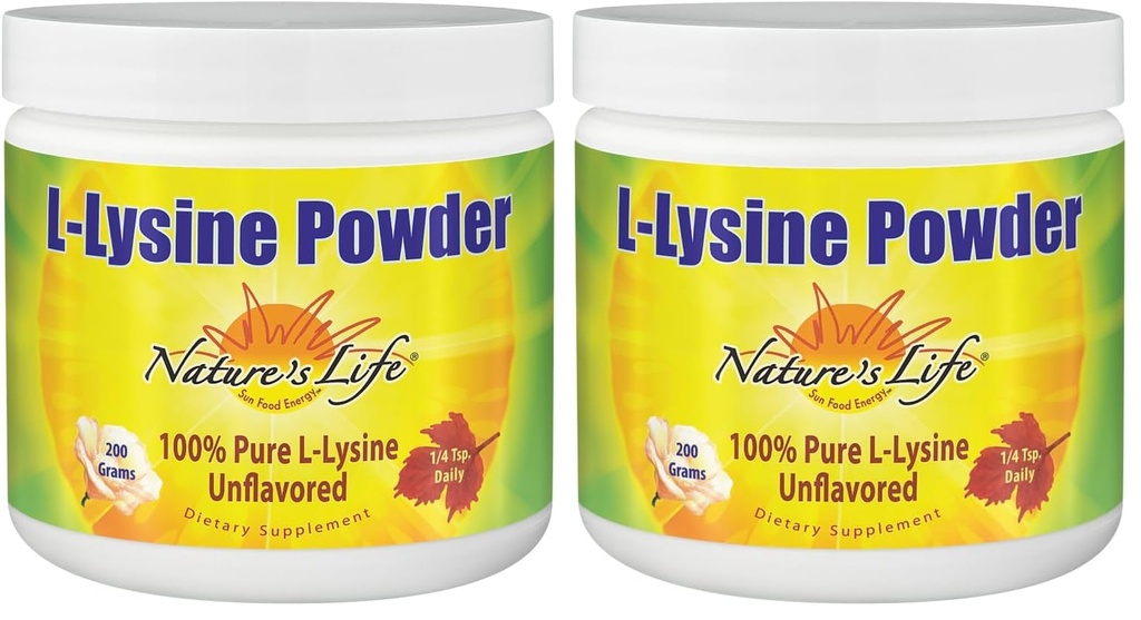 Nature's Life L-Lysine Powder | Helps Support Healthy Immune Function | 100% Pure Natural L-Lysine | Vegetarian, Unflavored, No Sugar | 460 Servings (Pack of 2)