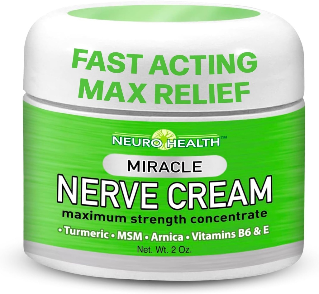 Neuro Health Miracle Nerve Cream - Maximum Strength - Turmeric and Arnica Blend for Neuropathy Discomfort Relief - Soothing Foot & Hand Formula with MSM, B6, E - Made in USA