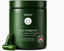 DEQUN Daily Synbiotic for Women & Men - Prebiotic + Probiotic for Digestive & Gut Health, Immune Support, Bloating Relief, Vegan, Shelf-Stable, 30-Day Supply (Pomegranate, 52 Count)