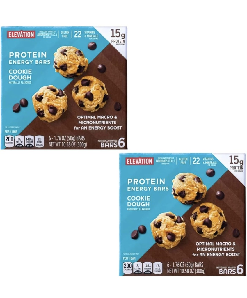 🌟 Treat yourself to delicious and healthy Cookie Dough Protein Bars! 🍪✨ Irresistibly delicious 1.4oz bars packed with 5g of protein 💪🎉 Savor the sweet Cookie Dough Bliss in every bite, in a 2-Pack (12 Bars) 😍🍫 Perfect for on-the-go energy, post-workout