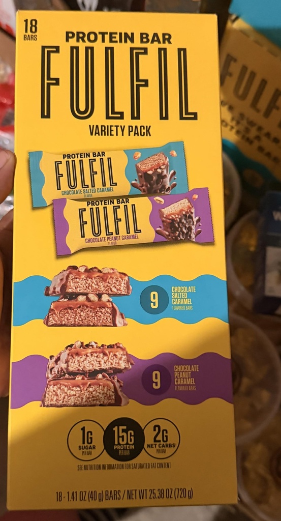 ful-fil Protein Bars 18 Count – Variety Pack, 15g Protein, Low Sugar, Vitamin-Enriched, Chocolate-Coated Snack Bars