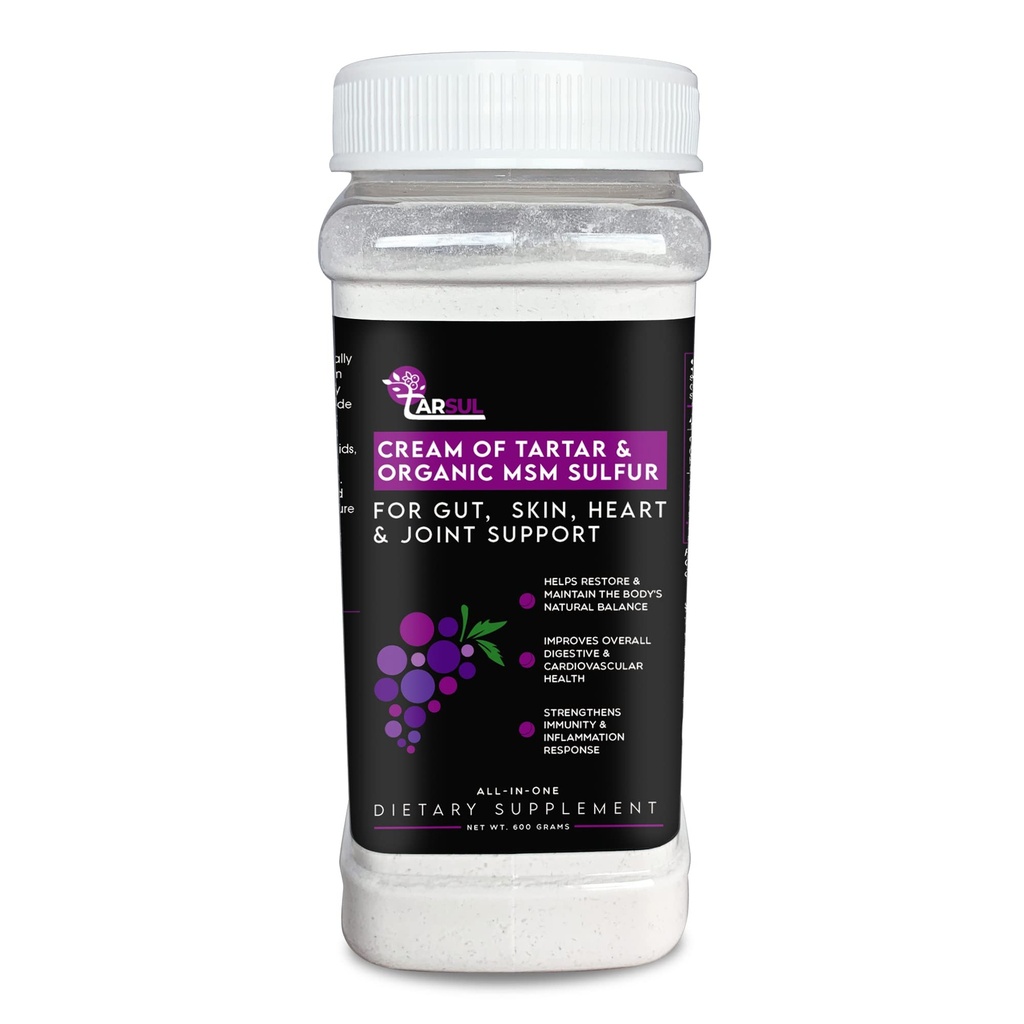 Patented Cream of Tartar & Organic MSM Sulfur Formula - Dietary Supplement Powder - 600 Grams