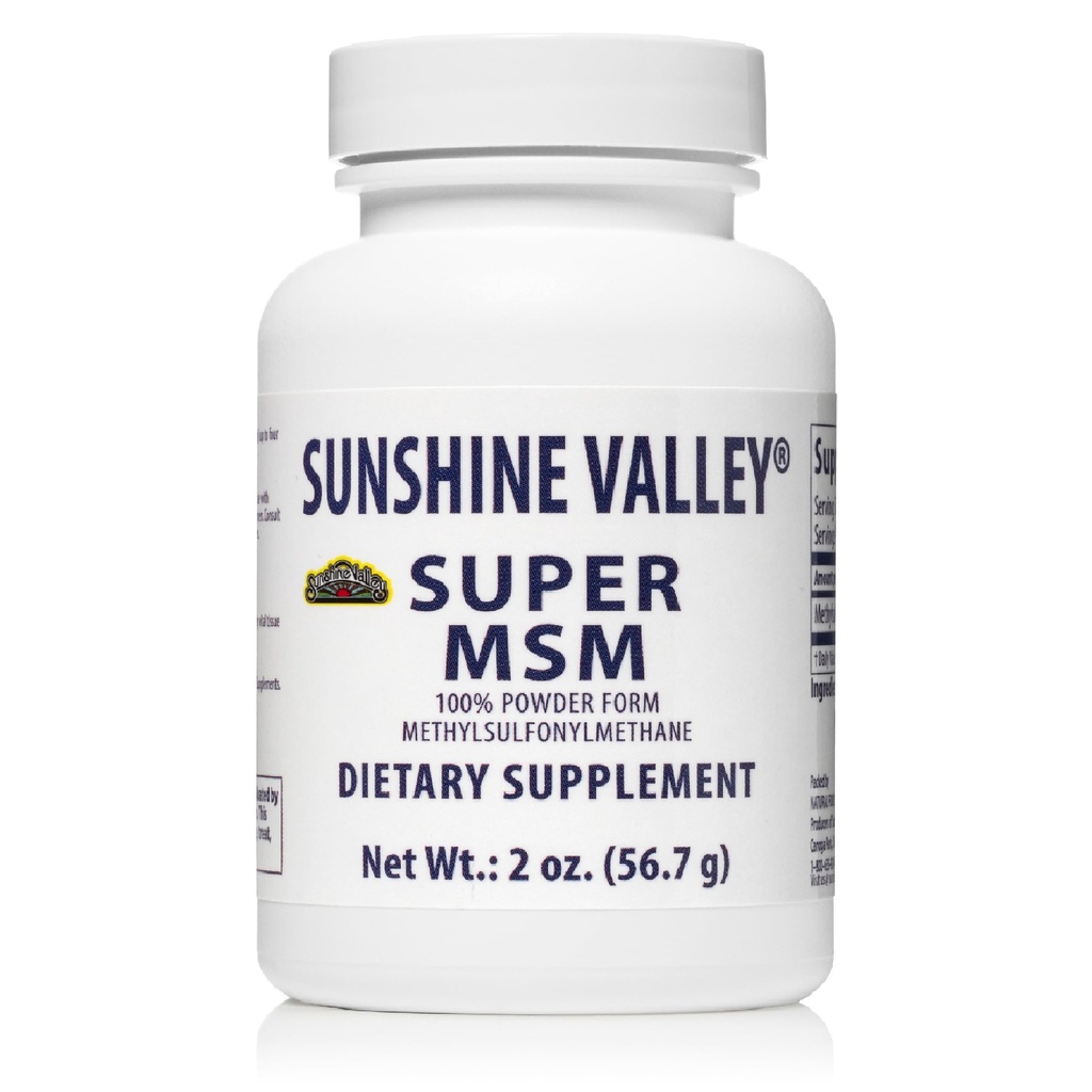 Sunshine Valley® MSM Powder Supplement – Methylsulfonylmethane Crystals, Unflavored – 100% Pure Dietary Supplement, 2 oz