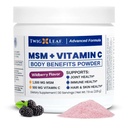 Twig & Leaf MSM + Vitamin C Powder – MSM Powder for Hair Growth, Nails & Joint Support – MSM Powder Supplement - Non-GMO, Gluten Free – 30 Servings - 7.9 oz
