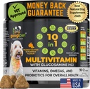 Googipet perfect 10 in 1 Dog Glucos Multivitamin Chews với Probioics for Gut Health, Dog vitamins và phụ tá w/Vitamin C & Glucosamine for Copment (Peanut & pester Flavor)